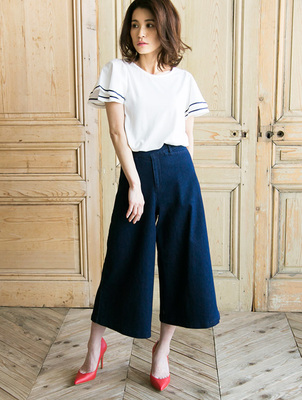 レディース　デニム　ガウチョ