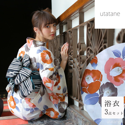 utatane 可憐な椿 浴衣3点セット