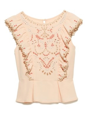 カットワーク刺繍トップス