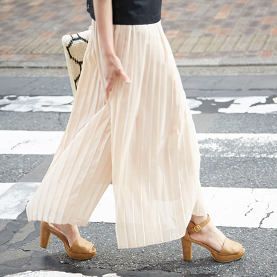 レディース プリーツ ワイド パンツ