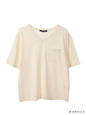 Vネックポケ付きTシャツ