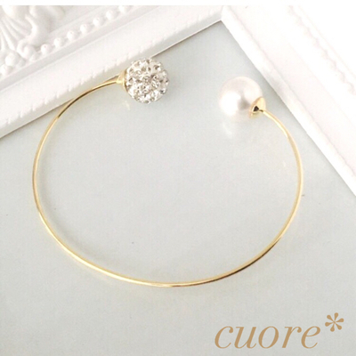 パールとストーンボールのバングル