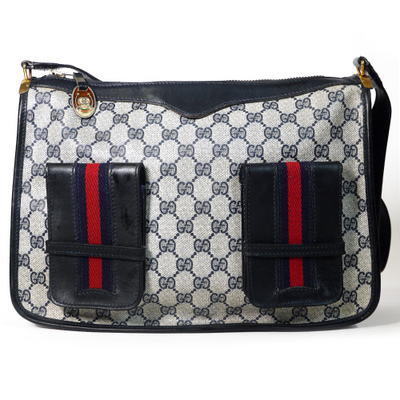 OLD Gucci 大型ポケット付!GGショルダー(青)