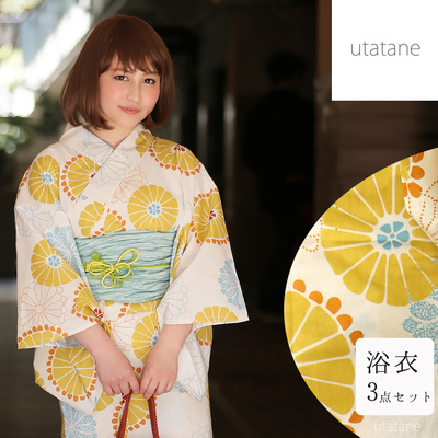 utatane  檸檬とミント 浴衣3点セット