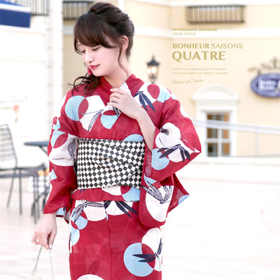 bonheur saisons 赤紫×蜻蛉 浴衣3点セット