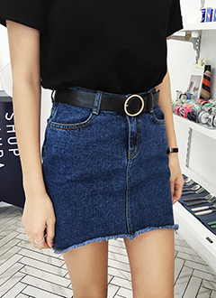 フレイドヘムミニデニムスカート