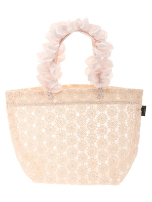 メッシュレースフリルハンドルトートSバッグ