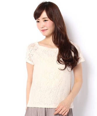 who's who Chico レース・ボーダー半袖プルオーバー