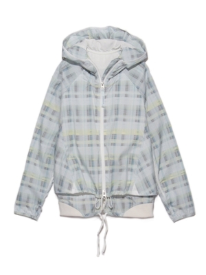 チェックプリントフードブルゾン