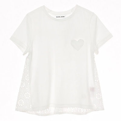 ハートパッチバックレースTシャツ