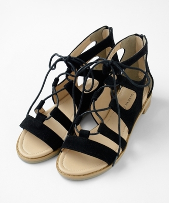 レースアップフラットサンダル