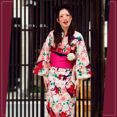 古典レトロな桜と青海波柄