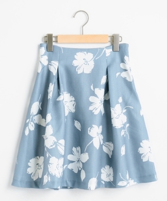 単色花柄スカート