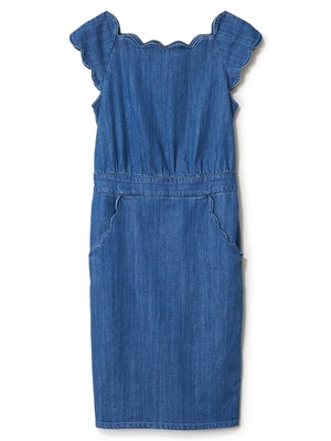 スカラップデニムワンピ