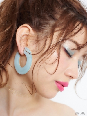 [LILICIOUS]バイカラーマーブルピアス／イヤリング