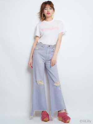 [LILICIOUS]フリンジウッドソールサボ