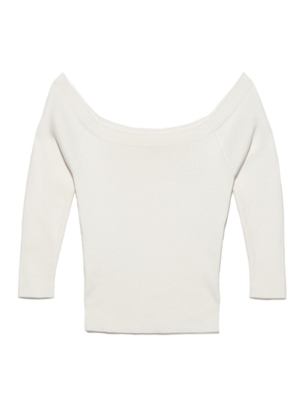 シンプルオフショルニットプルオーバー