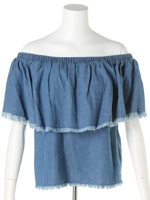 フリンジデニムオフショルＢＳ 