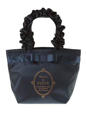 サテンロゴフリルハンドルバッグ