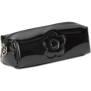 MARY QUANT エンボスエナメル スクエアペンケース（ブラック）