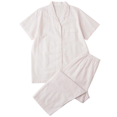 無印良品　脇に縫い目のないサッカー半袖パジャマ