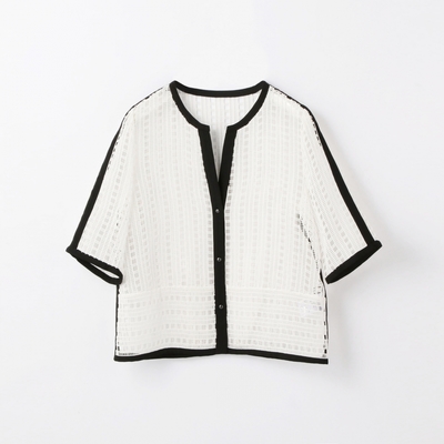 ジオメトリックレース ハーフスリーブプルオーバー