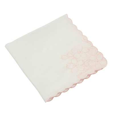 LAURA ASHLEY（ローラアシュレイ）さくらガーゼ刺繍 スカラップハンカチ